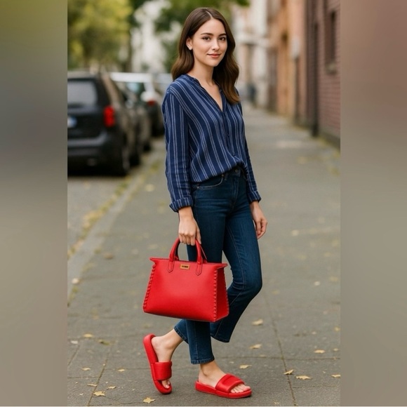 Olukai Sunbeam Slide Sandals Women’s Size 9 W Lehua Flower Red – New With Tag - Picture 2 of 9